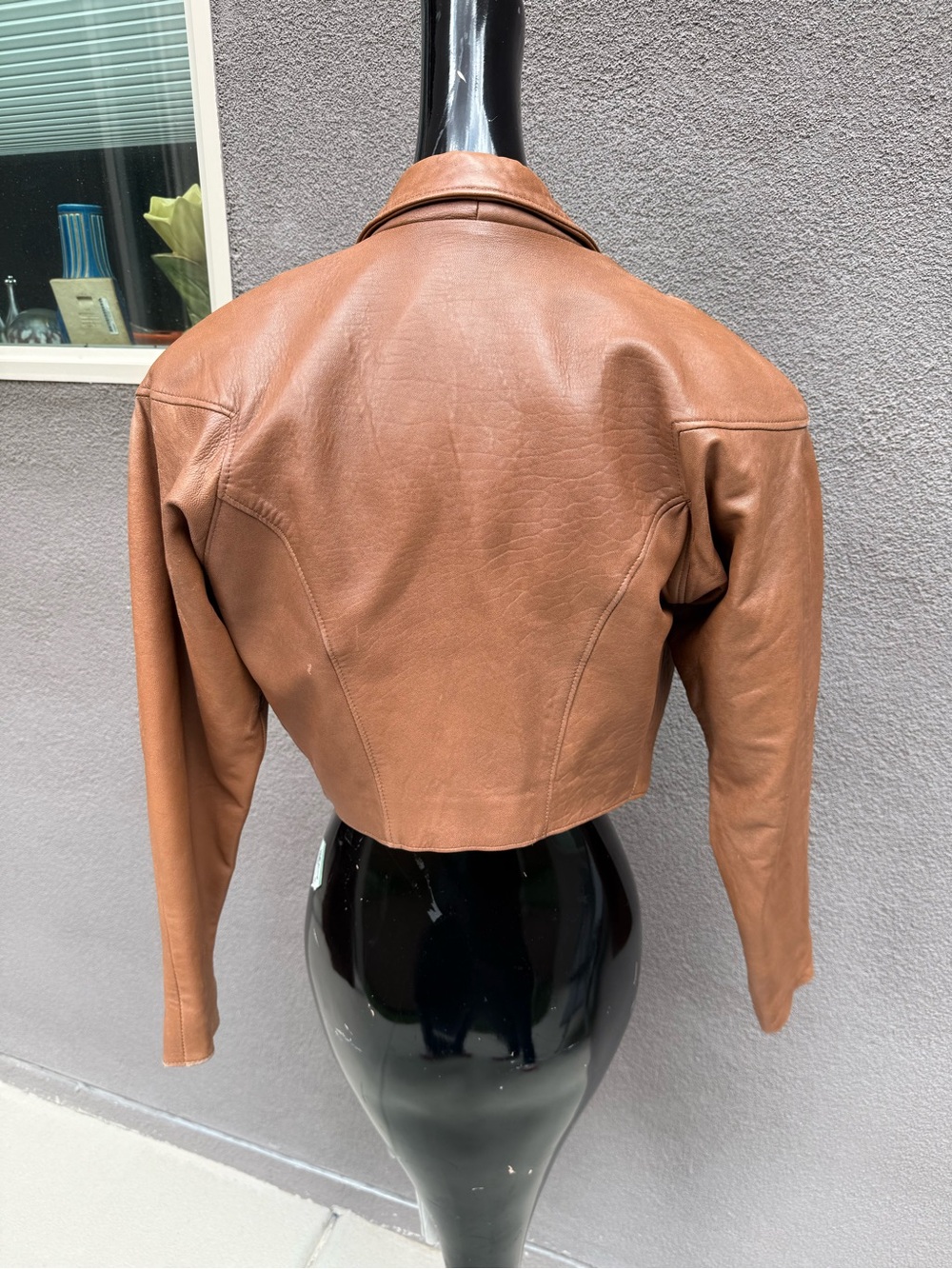Vintage Firenze Santa Barbara Cropped Leather Moto Jacket Sz S Tan Brown - Picture 5 of 5
